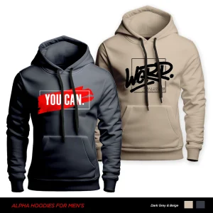 Pack of 2 Motivational Word Printed Hoodies for Men