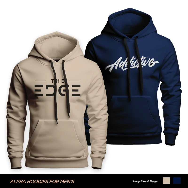 Pack of 2 Edge Addictive Printed Hoodies for Mens