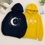 Pack of 2 Moonlight Flower Printed Hoodies for Women