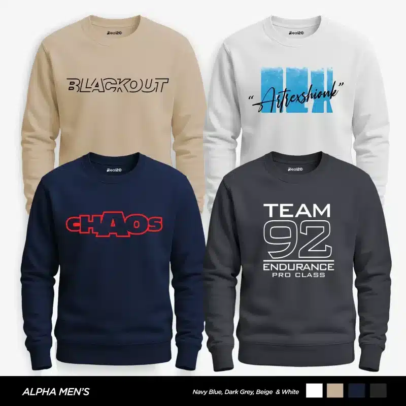 Pack of 4 Strength Team Art Printed Sweatshirts for Mens