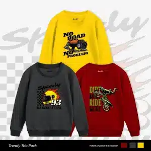 Pack of 3 Off-Road Speedy Ride Printed Sweatshirts for Tween Kids