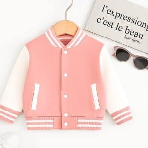 Cotton Candy Pop – Pink & White Varsity Jacket for Girls