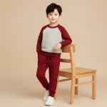 Kids Two-Tone Winter Tracksuit - Maroon & Grey