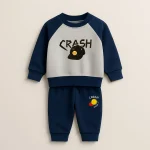Navy Blue Crash Printed Raglan Tracksuit for Young Kids