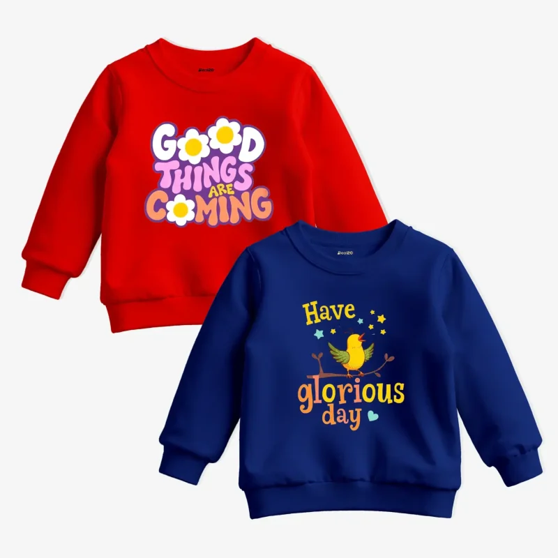 Pack of 2 Glorious Good Things Printed Sweatshirts for Girls Pack of 2 Glorious Good Things Printed Sweatshirts for Girls