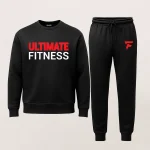 Ultimate Fitness Printed Black Sweatshirt Tracksuit for Men