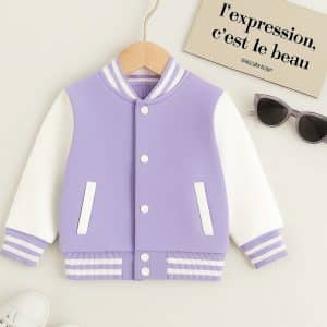 Lavender Glow – Purple & White Varsity Jacket for Girls