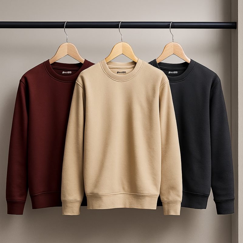 Bundle of 3 Trendy Plain Sweatshirts for Men Bundle of 3 Trendy Plain Sweatshirts for Men