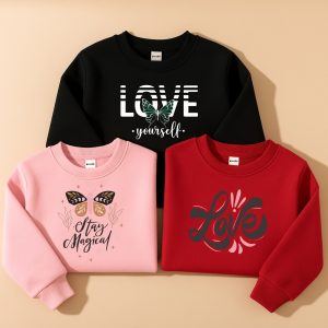 Pack of 3 Stay Love Yourself Printed Sweatshirts for Girls