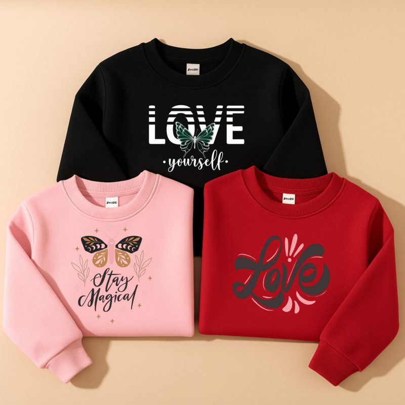 Pack of 3 Stay Love Yourself Printed Sweatshirts for Girls