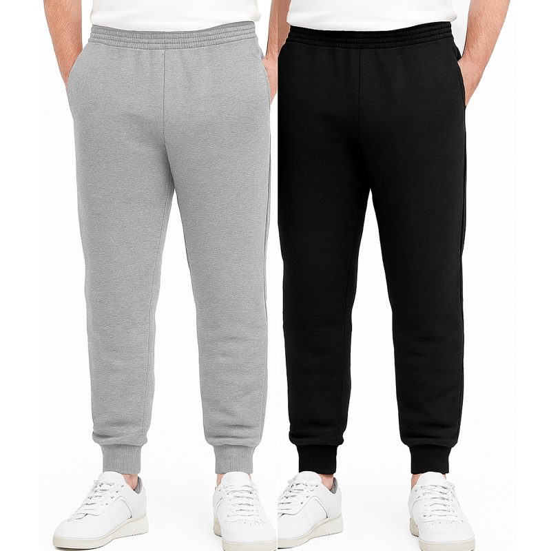 Bundle of 2 Gray and Black Fleece Sweatpants for Men