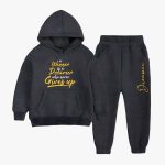 Dreamer Printed Hooded Tracksuit For Tween Kids - Charcoal