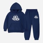 Get Ready Printed Hooded Tracksuit For Tween Kids - Navy Blue