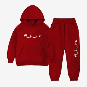 Future Hooded Tracksuit For Young Kids - Maroon