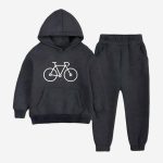 Cycle Printed Hooded Tracksuit For Tween Kids - Charcoal