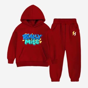Reality Printed Hooded Tracksuit For Young Kids - Maroon