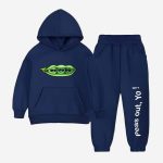 Peas Out Printed Hooded Tracksuit For Young Kids - Navy Blue