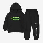 Peas Out Printed Hooded Tracksuit For Young Kids - Black