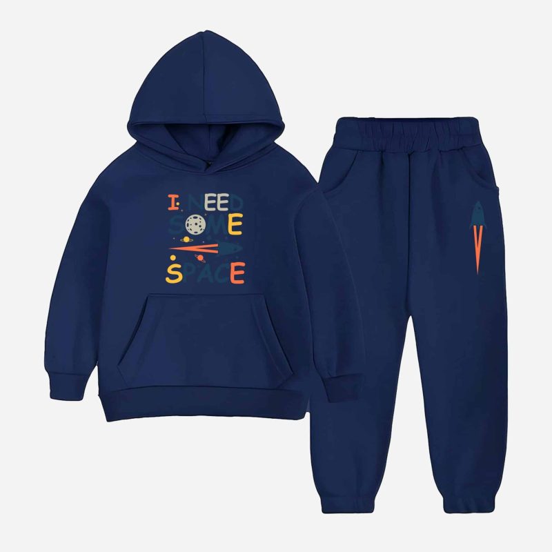 Need Space Hooded Tracksuit For Young Kids - Navy Blue Need Space Hooded Tracksuit For Young Kids - Navy Blue
