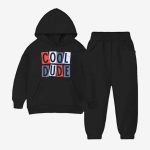 Cool Dude Printed Hooded Tracksuit For Young Kids - Black
