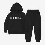 Be Original Printed Hooded Tracksuit For Tween Kids - Black