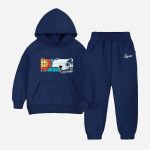 Surf Side Printed Hooded Tracksuit For Tween Kids - Navy Blue