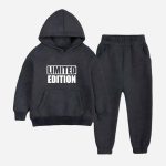Limited Edition Printed Hooded Tracksuit For Tween Kids - Charcoal