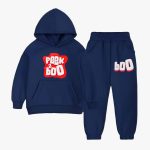 Peak a Boo Printed Hooded Tracksuit For Young Kids - Navy Blue
