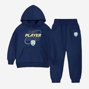 Best Player Printed Hooded Tracksuit For Tween Kids - Navy Blue