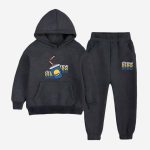Drew Printed Hooded Tracksuit For Young Kids - Charcoal