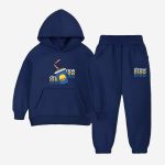 Drew Printed Hooded Tracksuit For Young Kids - Navy Blue