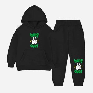 Hangover Printed Hooded Tracksuit For Young Kids - Black