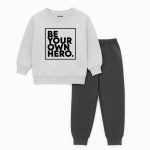 Be Your Own Hero Contrast Sweatshirt Tracksuit for Tween Kids