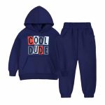 Cool Dude Printed Hooded Tracksuit For Young Kids - Navy Blue
