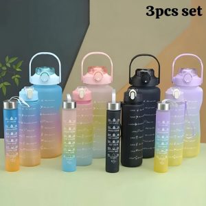 3pcs Colourful Water Bottle Set – Premium Quality
