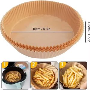 50pcs Nonstick Air Fryer Paper Liners – Disposable & Heat-Resistant