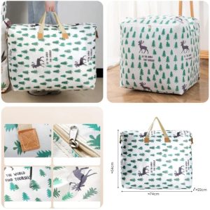 Large Zipper Storage Bag – Printed Organizer with Handles