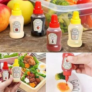 Mini Sauce/Ketchup Bottles – Pack of 4 Refillable Dispensers