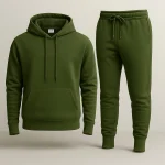 Army Green Plain Hooded Tracksuit for Men