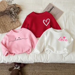 Pack of 3 Love Heart Graphic Sweatshirts for Girls