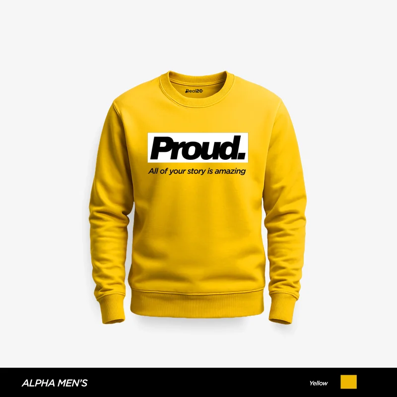 Proud Printed Yellow Sweatshirt for Men Proud Printed Yellow Sweatshirt for Men