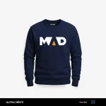 Mad Printed Navy Blue Sweatshirt for Men