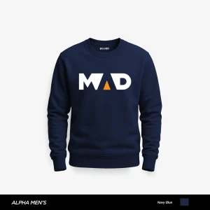 Mad Printed Navy Blue Sweatshirt for Men