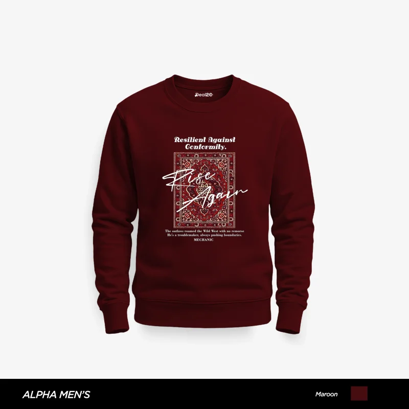 Rise Again Printed Maroon Sweatshirt for Men Rise Again Printed Maroon Sweatshirt for Men