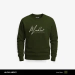 Mindset Printed Army Green Sweatshirt for Men
