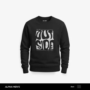 Think Out Side Printed Black Sweatshirt for Men
