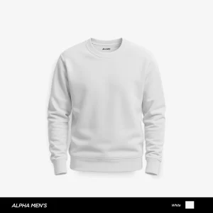 Cozy Plain White Sweatshirt for Men