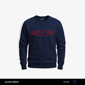 CHAOS Mode Printed Navy Blue Sweatshirt for Men