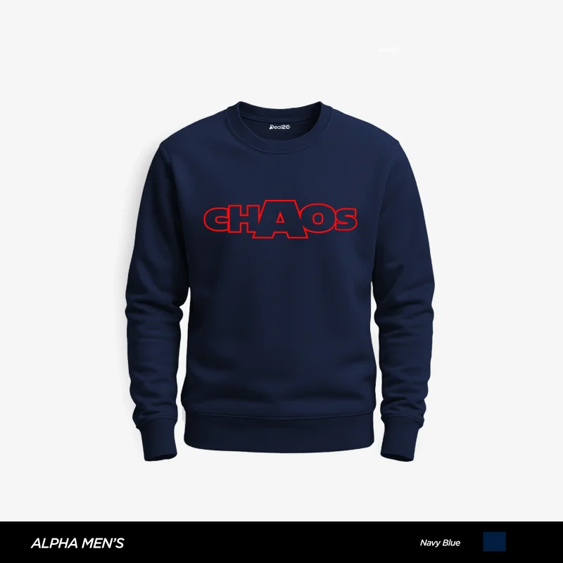 CHAOS Mode Printed Navy Blue Sweatshirt for Men CHAOS Mode Printed Navy Blue Sweatshirt for Men