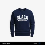 Black Excellence Printed Navy Blue Sweatshirt for Men